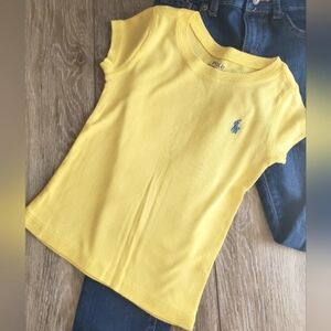 Ralph Lauren girl's scoop neck yellow cotton t-shirt in Size 4